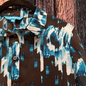 Derek Lam Black and Blue Abstract Blouse